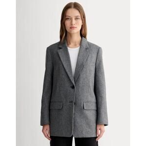 Everlane The Oversized Wool Herringbone Blazer Grey Women's Size 8